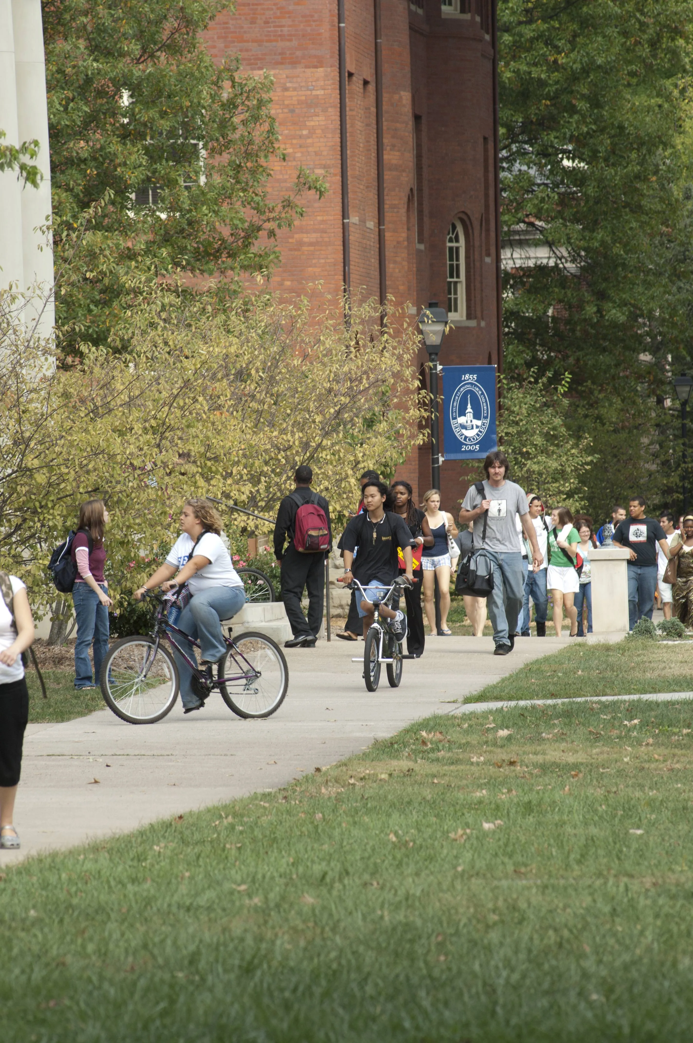 Students walking to class across a college campus