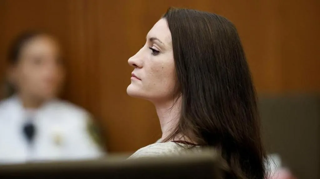Profile of Lindsay Clancy in court during her murder trial.