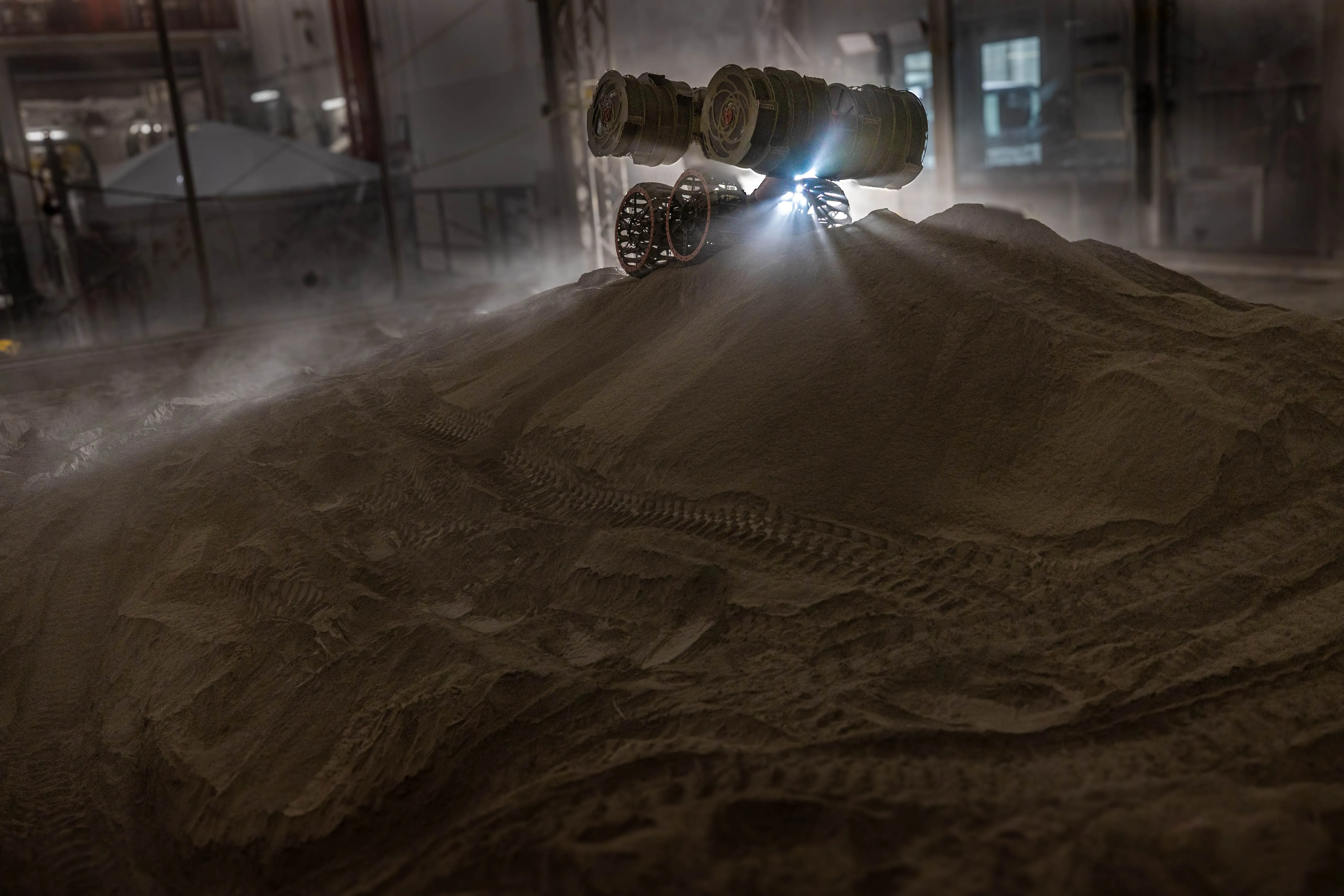 NASA's RASSOR lunar excavation robot testing in simulated regolith (illustrative of the Lunabotics challenge)